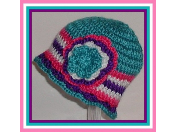turquoise and pink toddler girl hat