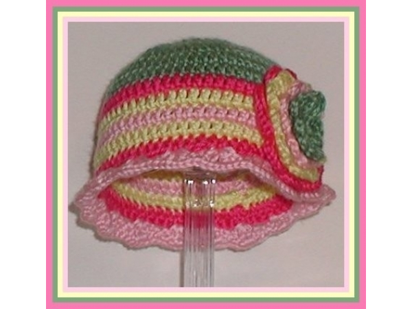 sage pink yellow stripes toddler girls hat