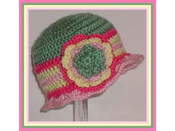 Sage and pink toddler hat