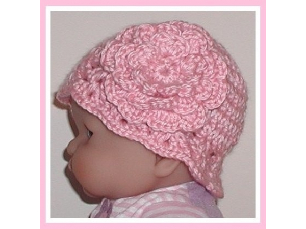 Newborn girl pink hat with a flower