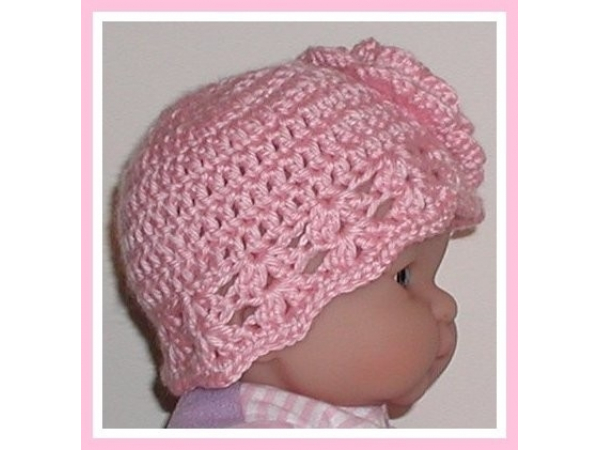 Pink flower newborn girls hat