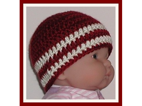 Newborn boy hat in burgundy and cream