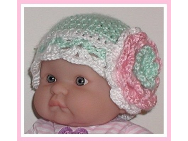 Mint green hat for baby girls