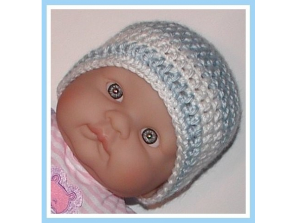 Blue and white stripes baby boys beanie