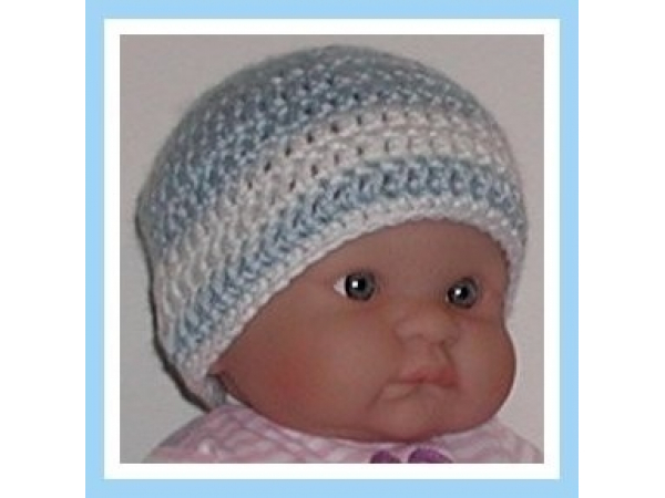 Newborn boys hat blue and white