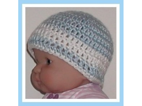 Newborn blue and white beanie