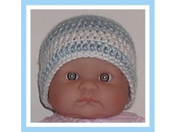 Newborn blue and white hat