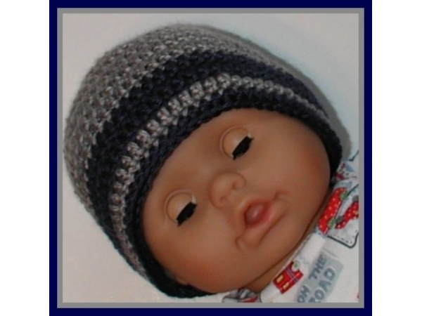 Navy blue gray beanie for baby boys