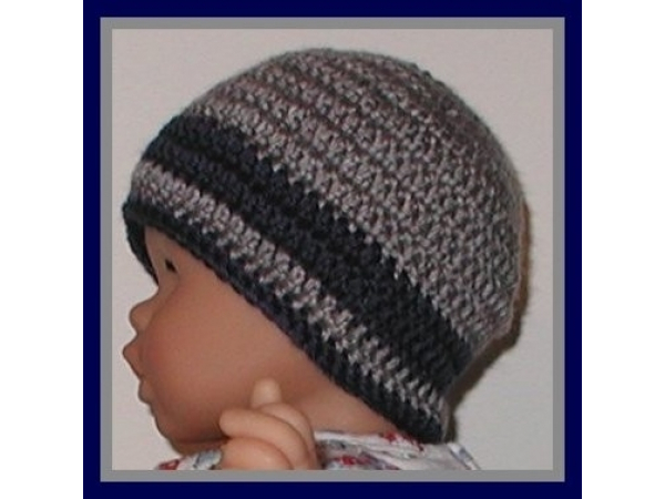 Navy blue and gray stripes hat for baby boys