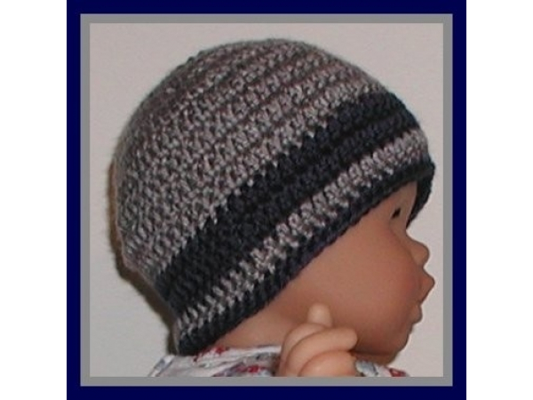 Gray and navy blue hat for baby boys