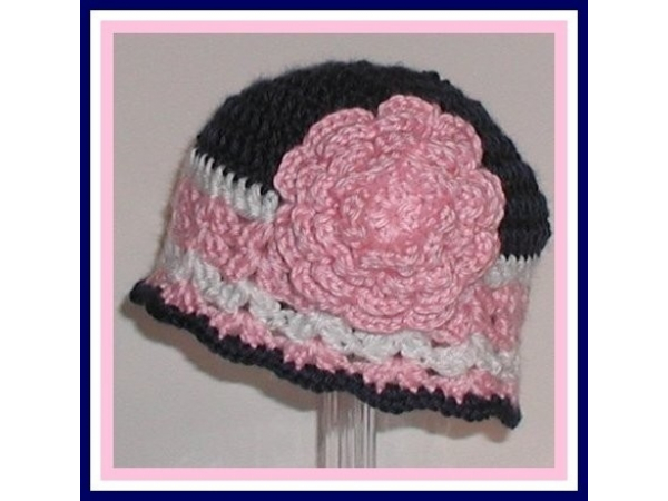 Navy pink baby girls hat