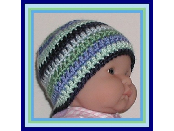 Blue stripes baby boys hat