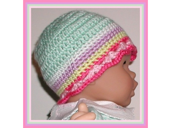 Mint green pink white yellow hat for baby girls