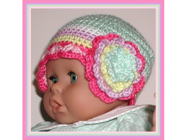 Mint green lavender baby girls hat