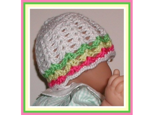 Pink and lime baby girl hat