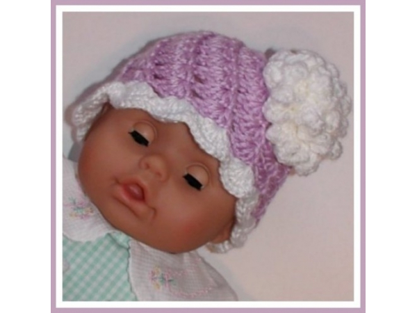 Lavender and white hat for baby girls