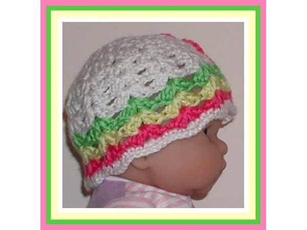 Hot Pink Lime Green Baby Girls Hat