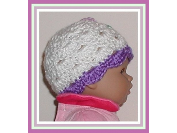 Preemie girl hat lavender and white