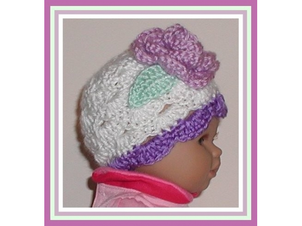 Lavender preemie girl hat with a flower