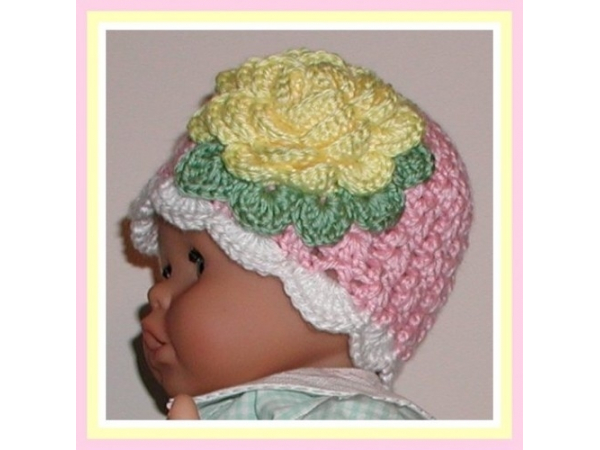 Pink and yellow hat for baby girl