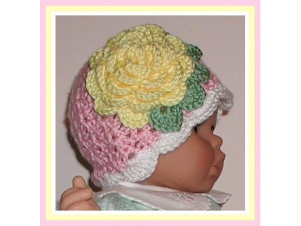 Yellow rose baby hat