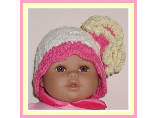Pink cream yellow preemie hat
