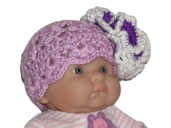 Lavender lace purple baby girls hat