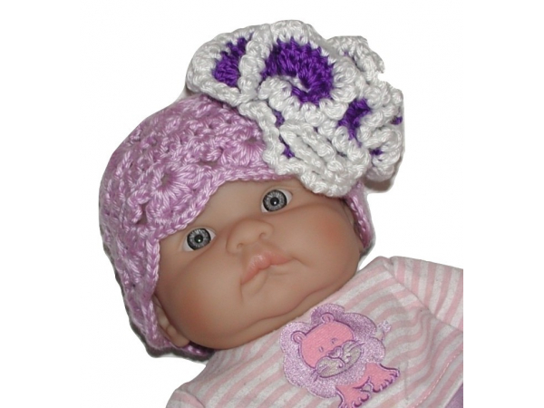Lavender and purple baby girls hat