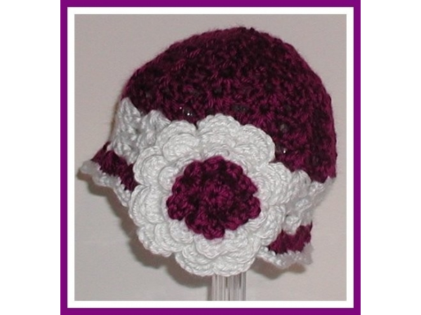 Purple and white girls hat