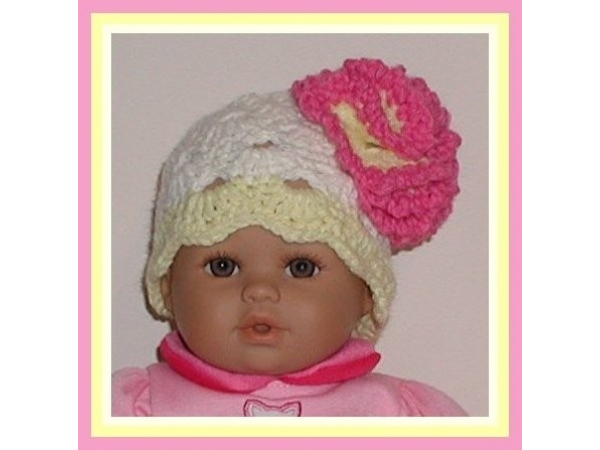 Preemie girls hat with big flower