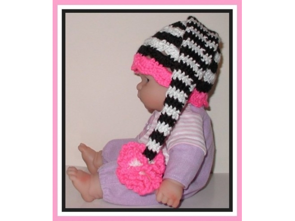 Pink zebra hat for baby girls
