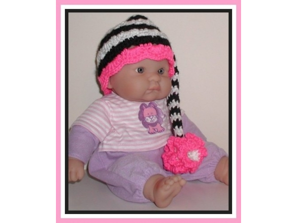 Pink zebra baby girls hat