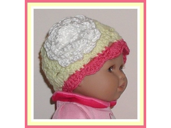 Yellow and pink preemie hat
