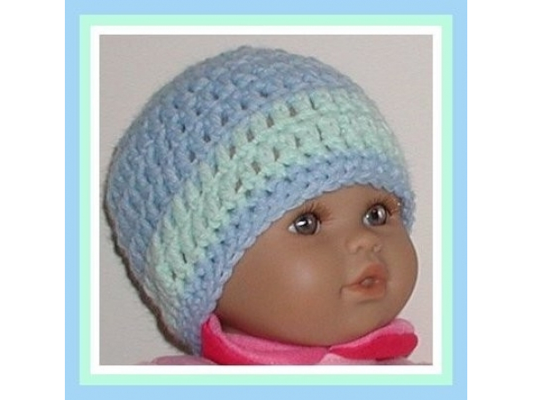 Mint green and blue hat for preemie baby boys