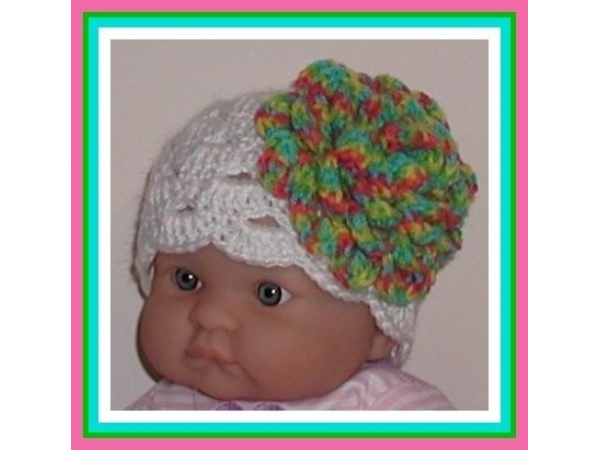 White newborn girls hat