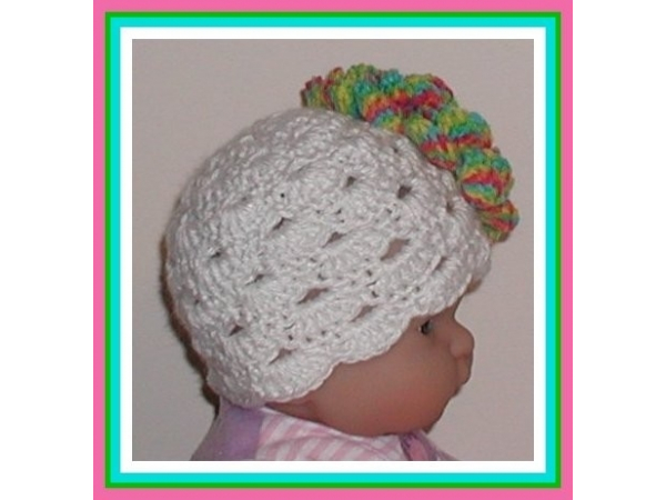 White newborn girl hat