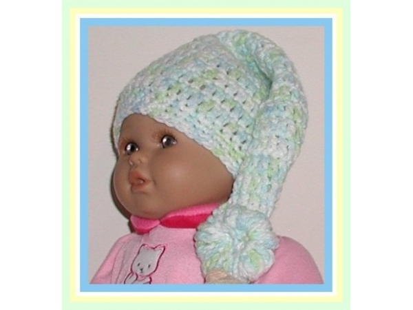 Blue green white preemie boys hat