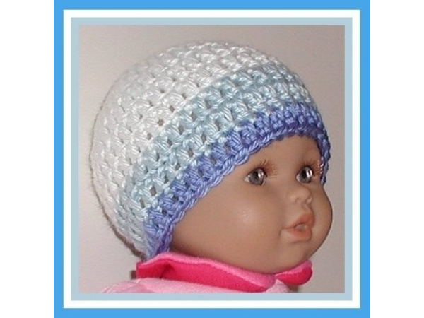 Blue and white hat for preemie boys