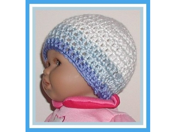 White and blue preemie boys hat