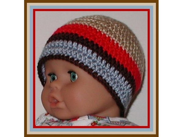 blue and red stripes baby boys hat