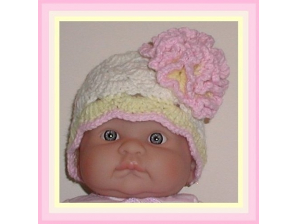 cream pink yellow hat for baby girls