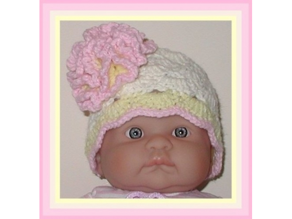 cream and pink hat for baby girl