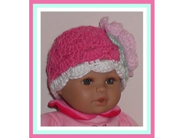 dark pink and white hat for preemie girls