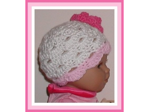white and pink preemie girl hat