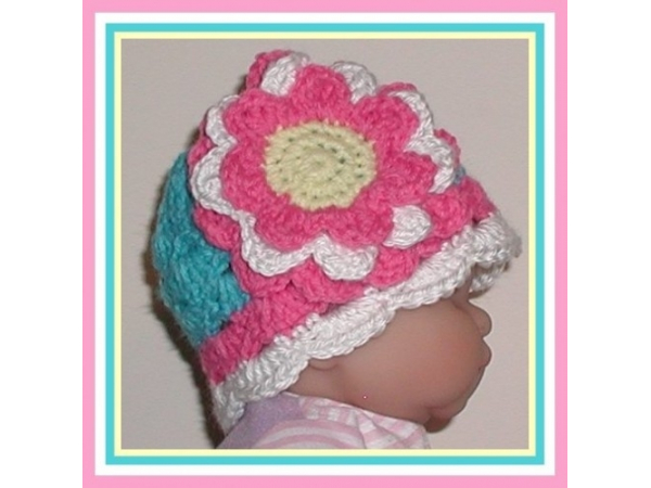 turquoise yellow and pink hat for baby girls