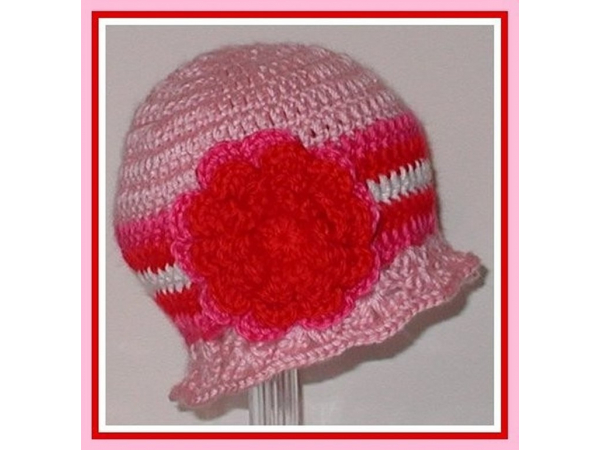 red pink white baby hat