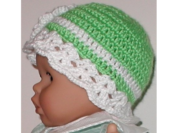 lime green with white flower baby girl hat