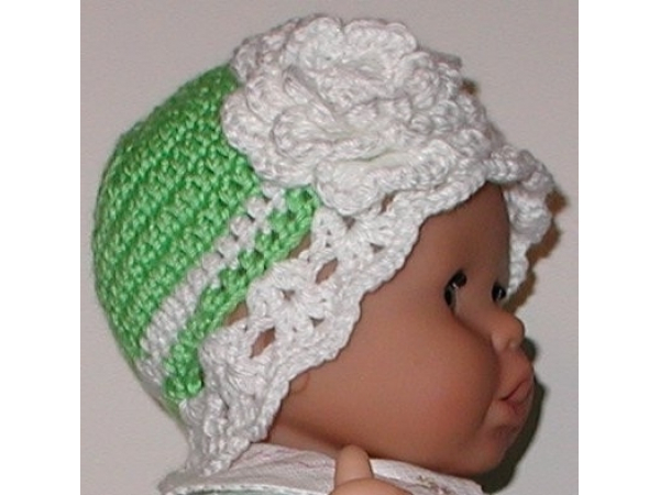 lime green and white baby girl hat