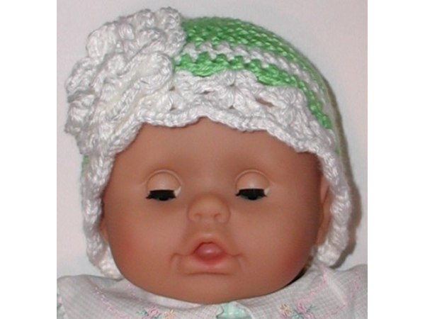 lime and white baby hat