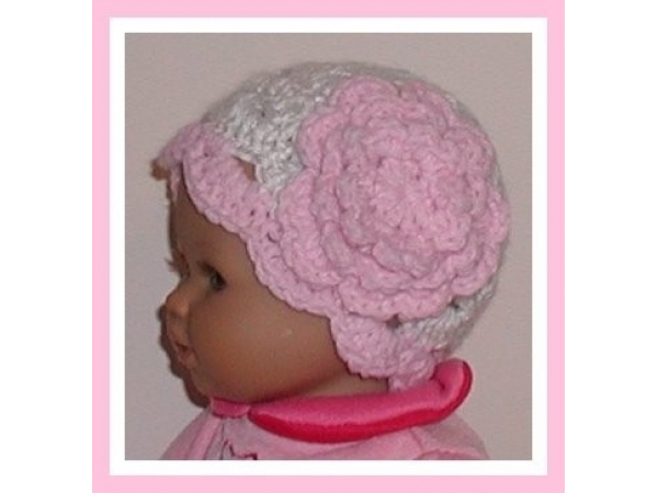 pink and white flower hat for preemie girls